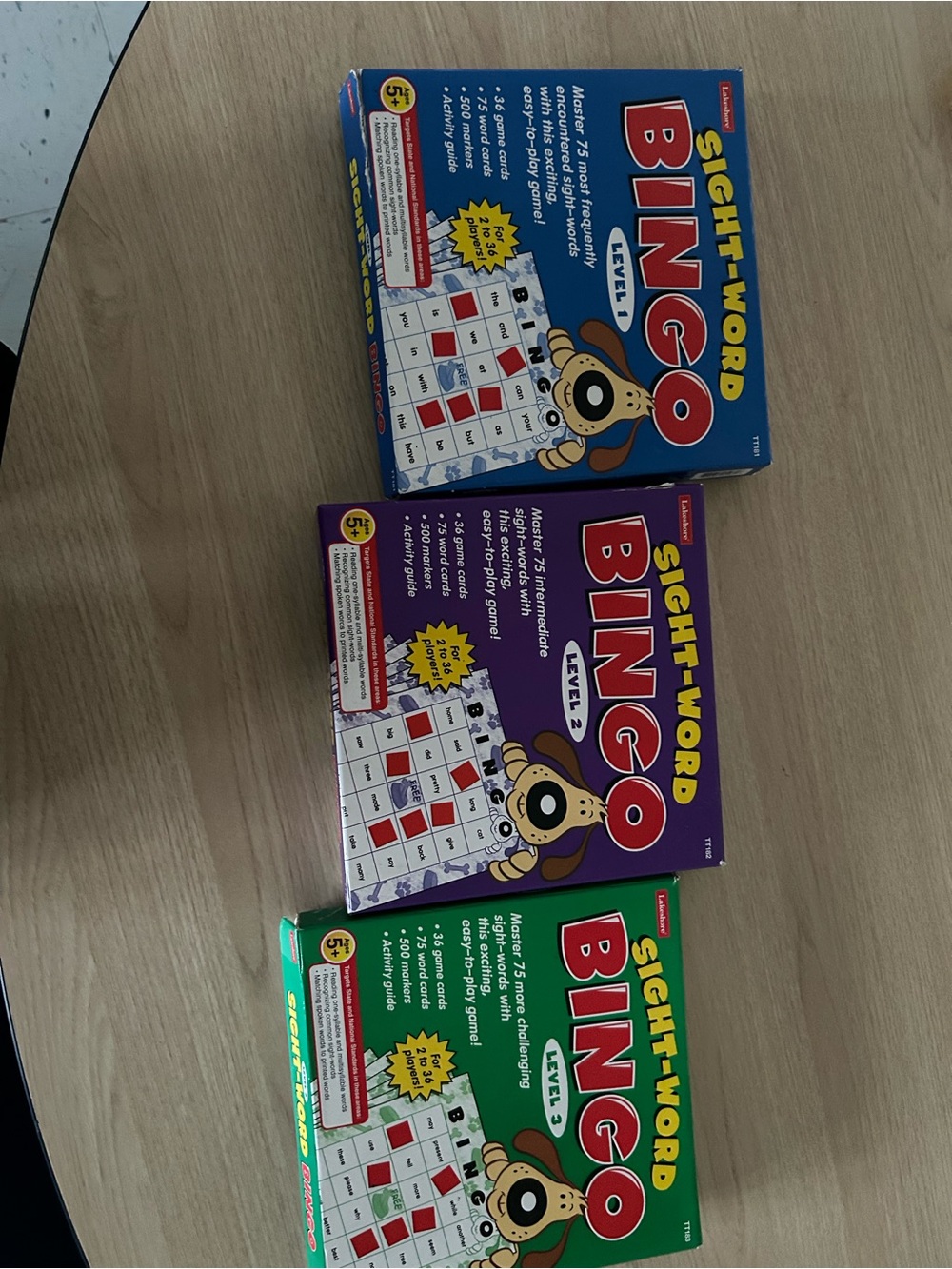 Sight-Word Bingo (Blue, Purple, Green) - Educational Home Game Set